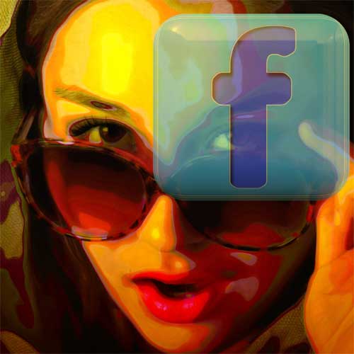 Painting of Girl Holding Sunglasses with Facebook Symbol